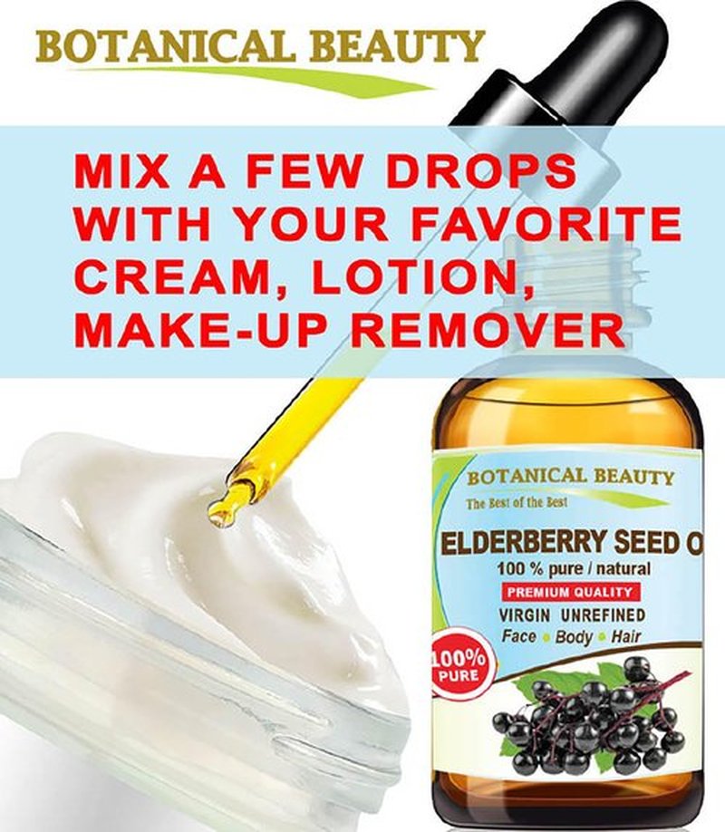 Belgian Elderberry Seed Oil Sambucus Nigra 100% Pure Natural Virgin Unrefined Cold Pressed Carrier Oil 1 Fl. Oz.- 30 ml for FACE, Skin, Hair, Nails, Anti-Aging by Botanical Beauty