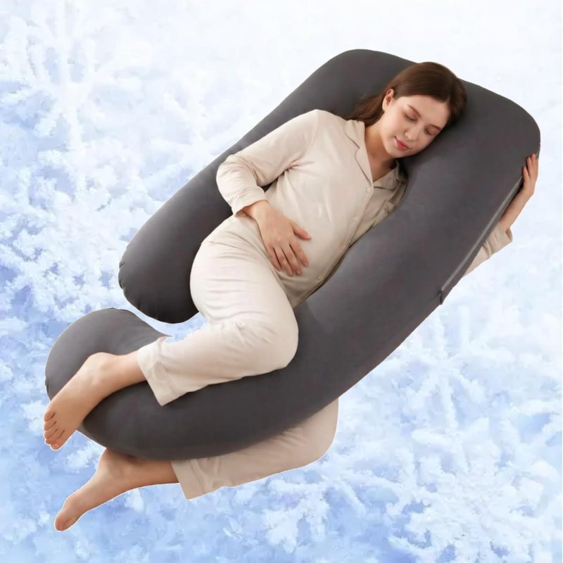 ALLOPERA Pregnancy Pillow - Full Body 57 Inch Maternity Support with Removable Washable Cover | Black Milk Fiber