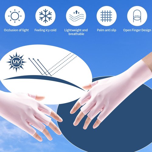 eggigi 6 Pairs UPF 50+ UV Protection Half-Finger Gloves - Touchscreen Gel Nail Manicure Gloves for Women, 6-Color Breathable Skin Care Gloves