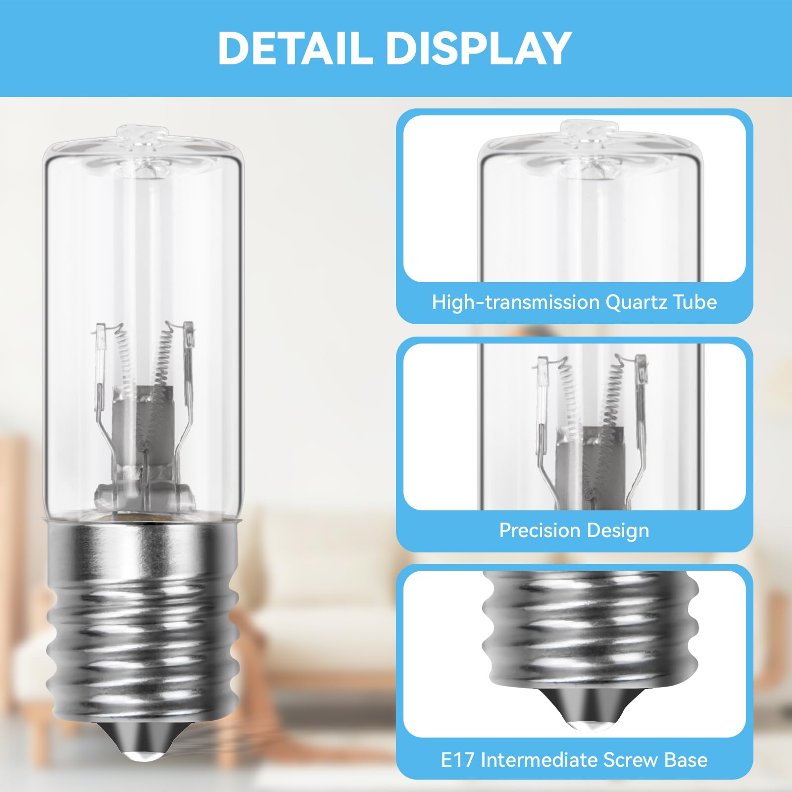 HWEIUA 3W LB1000 UV-C Replacement Bulb for Germ Guardian GG1000, GG1000CA, GG1100, GG1100B, GG1100W, LB-1000, GGH200, 661000CA Air Purifier UV Light Replacement, 2 Pack