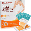 Charmonic Wax Strips 100 Count, Hair Removal Waxing Strips, Hair Remover Waxing Kit for Body & Face, At Home Waxing Kit for Eyebrow Leg Facial Bikini Hair Removal for Women
