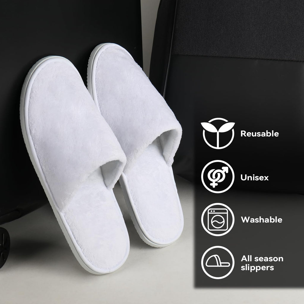 QatmMkt 10 Pairs Disposable Guest Slippers, Coral Fleece One Size Slippers