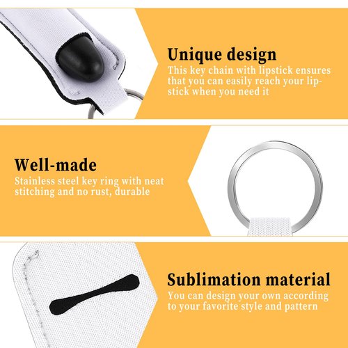 16PCS Sublimation Chapsticks Holder Blanks Keychain Chapsticks Holder Neoprene Lipstick Holder Keychain Lip Balm Holder Travel Key Ring Holder for Purse, Backpack Women DIY Ornament Crafts Supplies