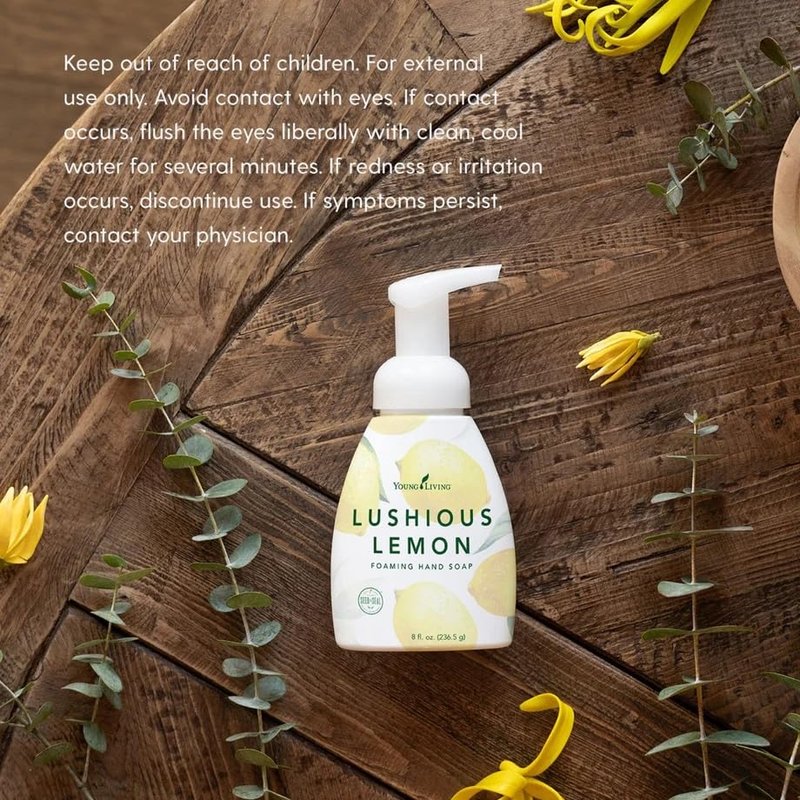 Young Living - Lushious Lemon Foaming Hand Soap 8 fl oz, 3-Pack | Citrusy-Scented Soft Hand Wash | Plant-Based Cleanser with Aloe & Gingko Biloba Moisturizing Formula