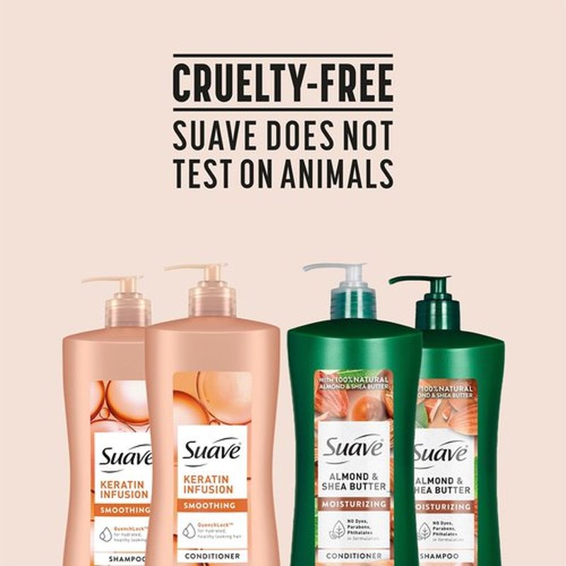 Suave Shampoo and Conditioner Set, Keratin Infusion + Almond & Shea Butter – Frizz Control and Moisturizing Hair Care Bundle, 28 Oz Ea (4 Piece Set)