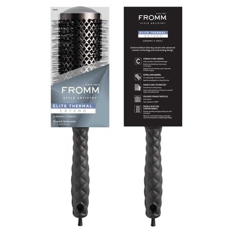 Fromm Elite Thermal Ceramic x Ionic 2" Round Brush for Expert Blowouts and Faster Hair Drying | Extended Barrel for Styling, Smoothing, Straightening Longer Thicker Hair