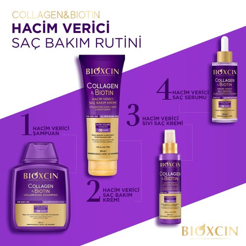 BIOXCIN Collagen Biotin Shampoo Anti-Hair Loss for All Hair Types Volumizing Herbal Formula 3-Pack 300 ML