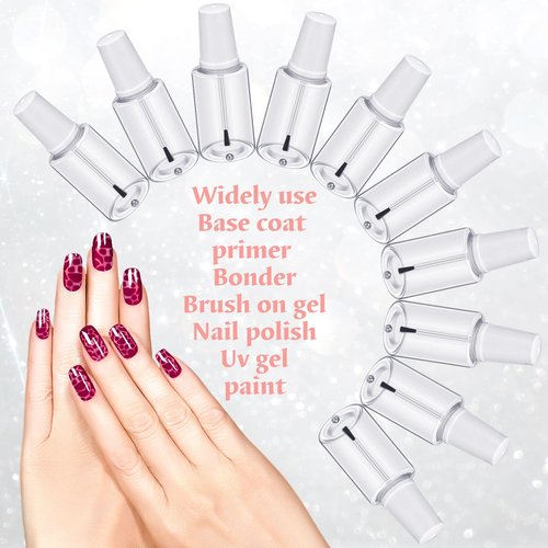 Irenare 20 Pcs 20ml Refillable Empty Nail Polish Bottles Plastic Nail Polish Container Empty Bottle with Mixing Marble Conservation Insert Brush Top, Clear