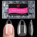 Qiek Short Water-drop Fake Nail Tips, 15 Sizes 240 PCS Clear Half Matte Press On False Nail Tips Soft Full Cover Gel Nail Tips Extensions Strong Thick Long Lasting for DIY Beginners & Salon Manicure