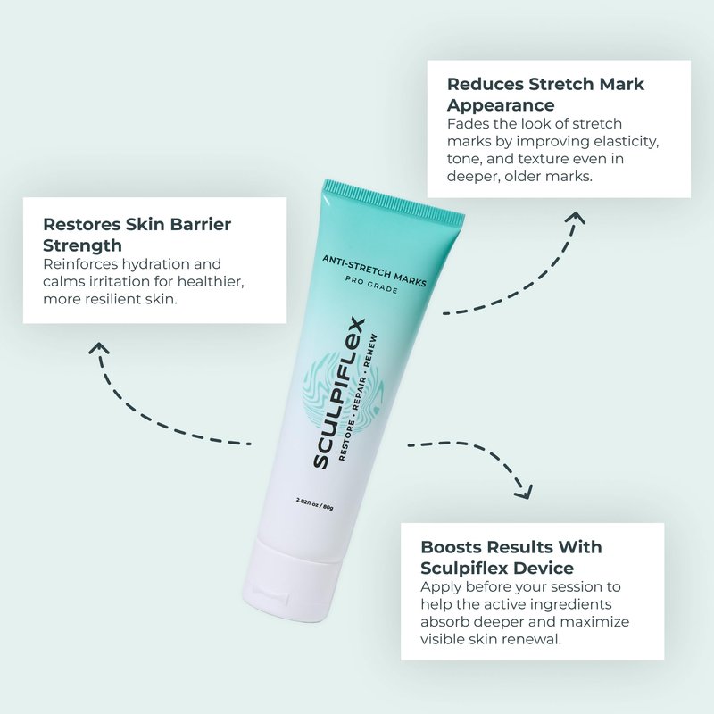 Sculpiflex Stretch Mark Cream for Pregnancy and Weight Changes for Hips, Legs, Stomach, and More, Hydrating & Smoothing for Bright, Even Skin, Gentle Formula and Suitable for All Skin Types (2.82oz)
