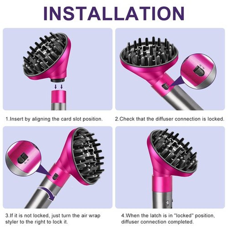 Dyson Upgraded Large Diffuser Attachment - Converts Airwrap Styler to Hair Dryer, Heat Resistant Nylon Fiber, Rose