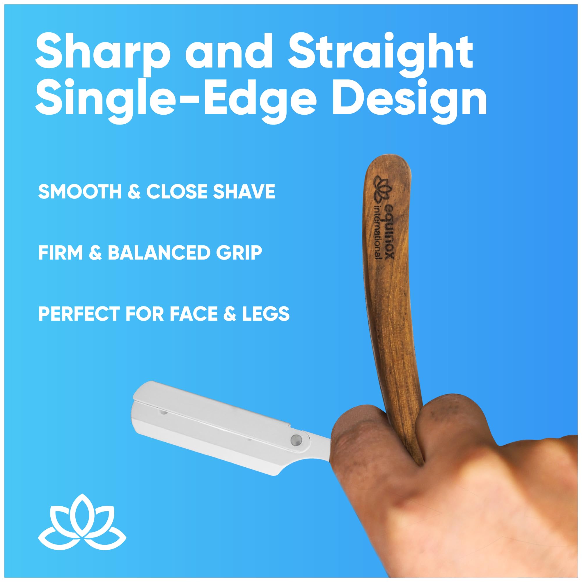 Equinox Fancy Straight Edge Razor - Manual Shaver for Men - Includes 100 Disposable Derby Blades - Wooden Handle - Barber Kit - Straight Razors for Men - Navajas para barbero - retro straight razor