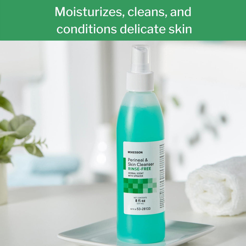 McKesson Perineal Skin Cleanser, 8 oz [Pack of 1] Rinse-Free Body Wash for Incontinence or Ostomy Care, Herbal Scent