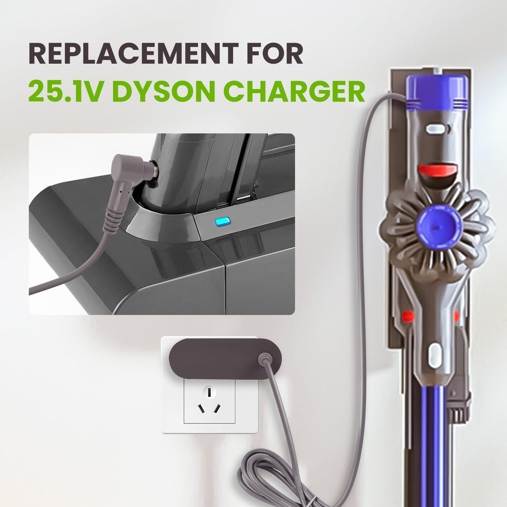 Replacement V6 Vacuum Charger Compatible with Dyson Cordless Vacuum Charger V6 V7 V8 Dc58 Dc59 Dc61 Dc62 Sv03 Sv04 Vacuum Cleaner Absolute Animal Motorhead Vacuum Cleaner,25.1V Vacuum Battery Charger