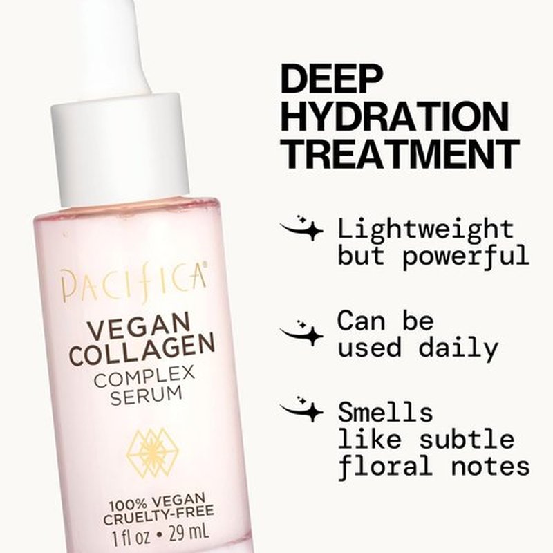 Pacifica Vegan Collagen Complex Face Serum - Anti-Aging Hydration with Hyaluronic Acid | Plumping & Firming for Fine Lines