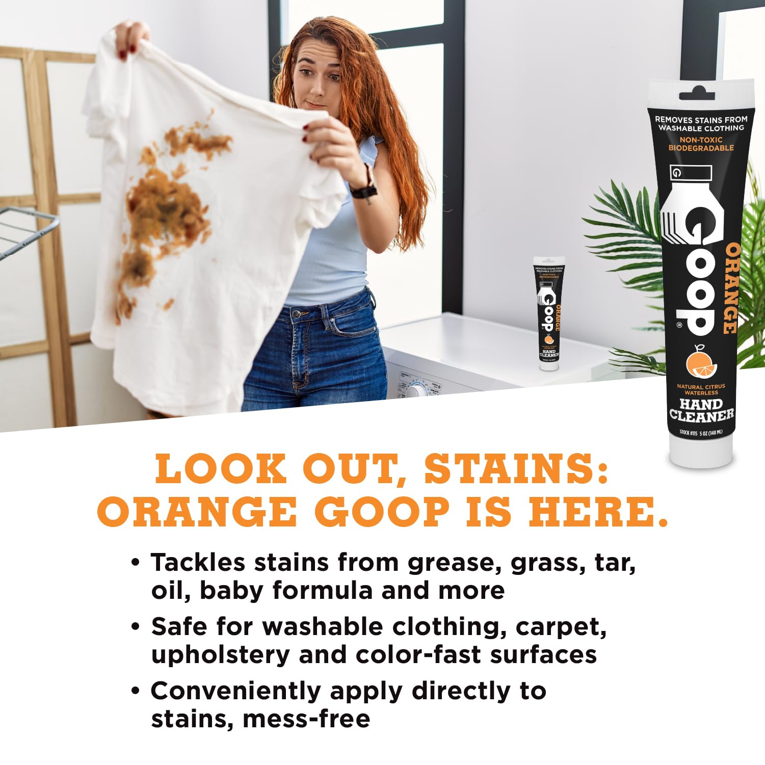 GOOP Orange Multi Purpose Hand Cleaner and Stain Remover - 5 oz Tube (Pack of 3)