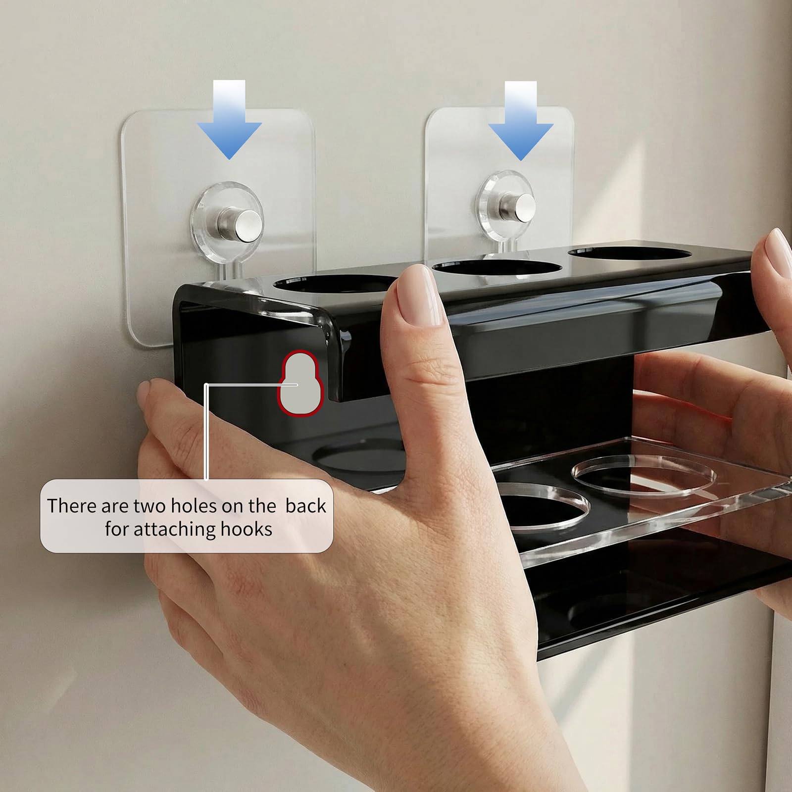 Dvzodlxn 3 Slots Acrylic Electric Toothbrush Holders for Bathrooms(Black)