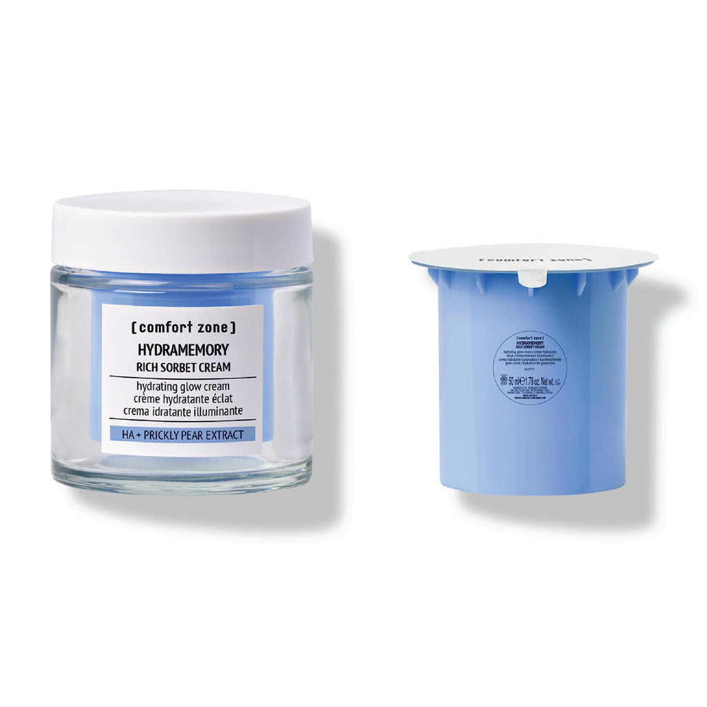[ comfort zone ] Hydramemory Rich Sorbet Cream + Refill Set| Hydrating Glow Cream For Long-Lasting Moisturized, Firm And Radiant Skin | All Day Softness