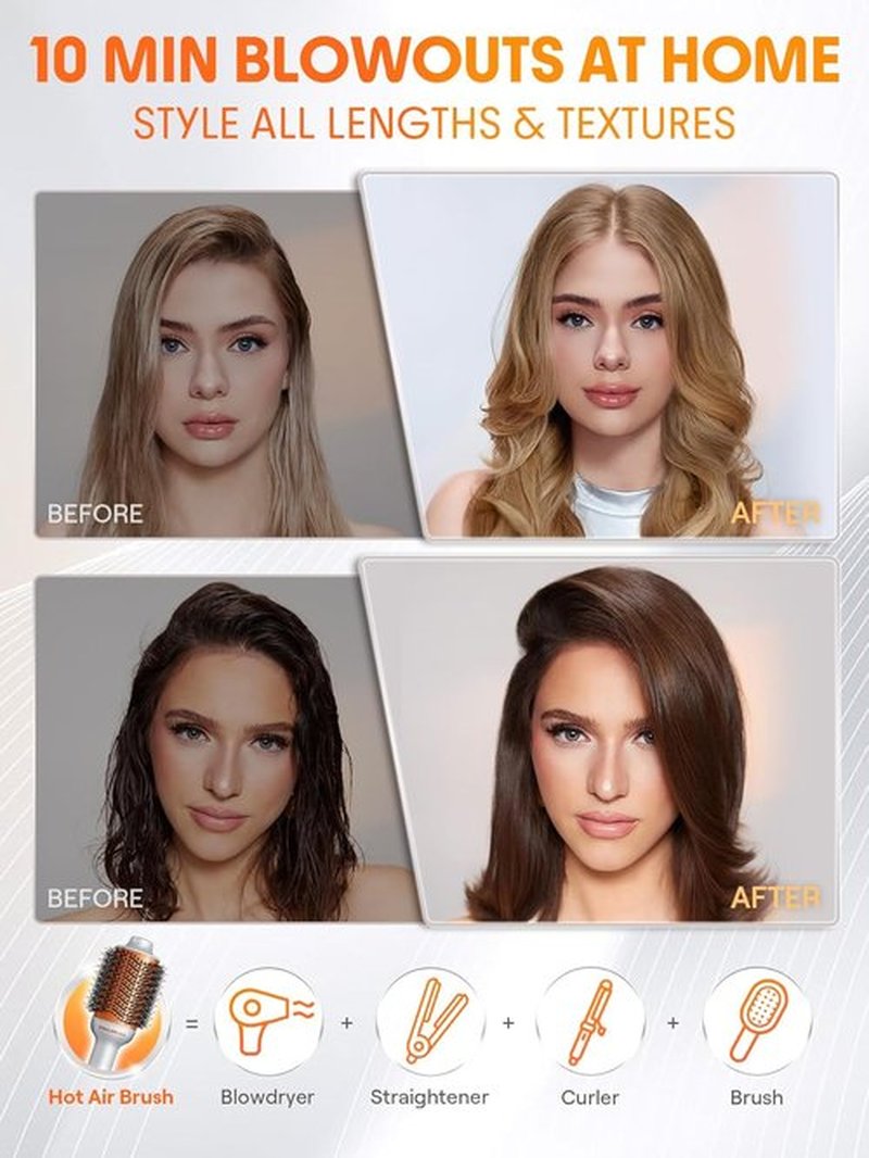 SHEGLAM 4-in-1 Hot Air Brush - 24K Shine Hair Oil for Smooth, Shiny Hair