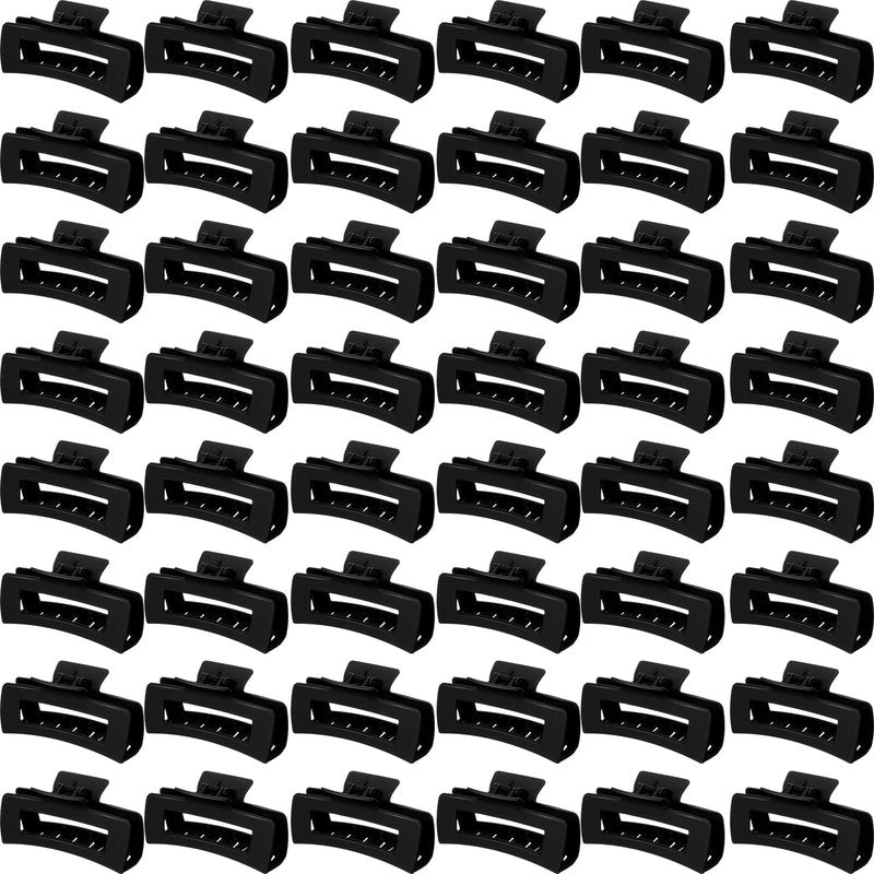 Yunlly 48 Pcs 4.1 Inch Claw Clips Bulk Large Rectangle Square Hair Claw Clips Nonslip Thick Long Hair Strong Hold Jaw for Women Girl Accessories(Black)