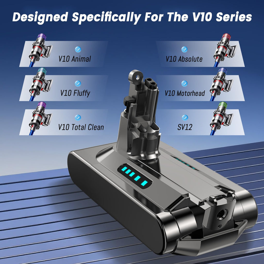 Ecovoltix V10 Battery Replacement Compatible with Dyson V10 Animal Absolute Fluffy Motorhead Cyclone SV12 Series Vacuum