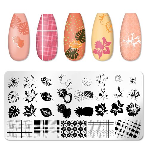 SILPECWEE 6 Pieces Nail Stamping Plate Valentine's Day Nail Stamps Heart Nail Art Stamping Kit Holiday Nail Template Plates Nail Art Supplies