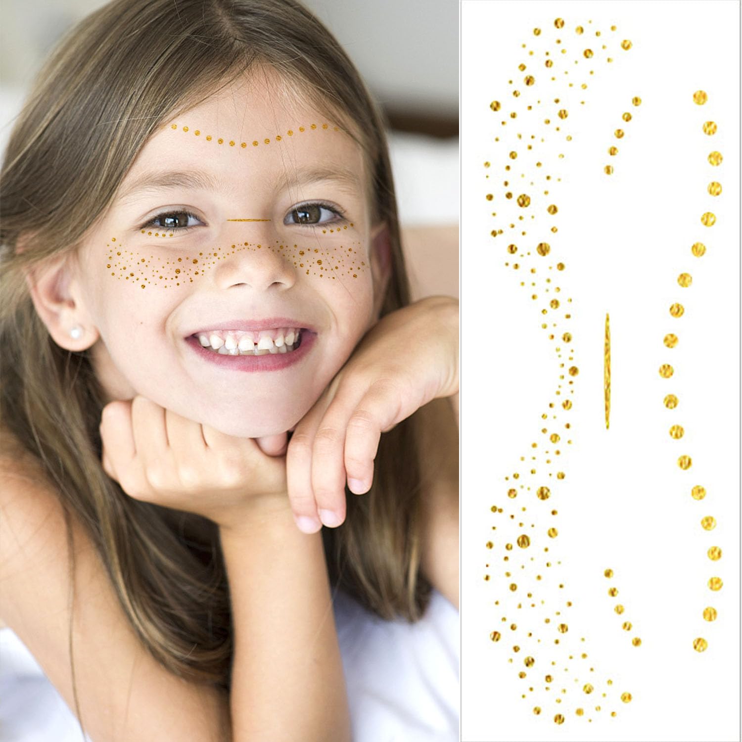 VIWIEU Glitter Butterfly Rose Face Tattoos Temporary for Women and Girls 10 Sheets, Gold Metallic Face Eye Makeup Stickers for Fairy, Princess, Halloween Costume, Christmas, NYE Festival Party Favors