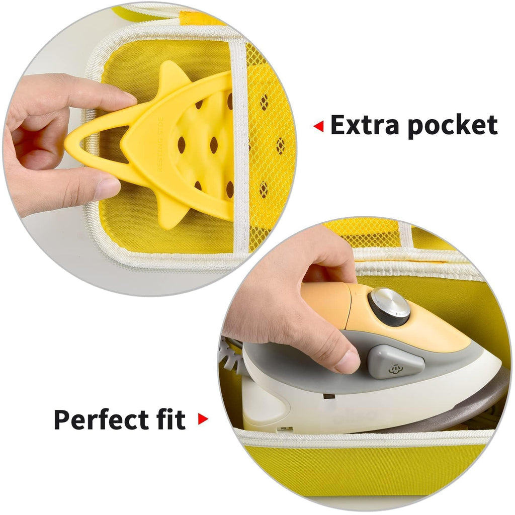 Case Compatible with Newbealer/for Sunbeam Hot-2-Trot/for Oliso M3Pro M2 Mini Travel Iron for Sewing, Carrying Holder for Small Craft Quilting Irons with Steam& Silicone Rest (Box Only)- Yellow