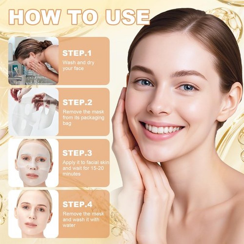 LureLuxe 5 Packs Collagen Face mask,Daily Soothing Mask,Skincare Hydrating face Masks,Gentle Care Mask,Deep Hydration,Brighten skin tone,Suitable for different skin types