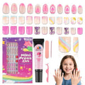 EBANKU 130 Pcs Press on Nails for Girls, Short Old Cute Mermaid Heart Fake Nails for Kids 8-12 Years Stick On False Nails Kit with Jelly Nail Adhesives & Builder Glue, Full Cover Nails Tip for Child