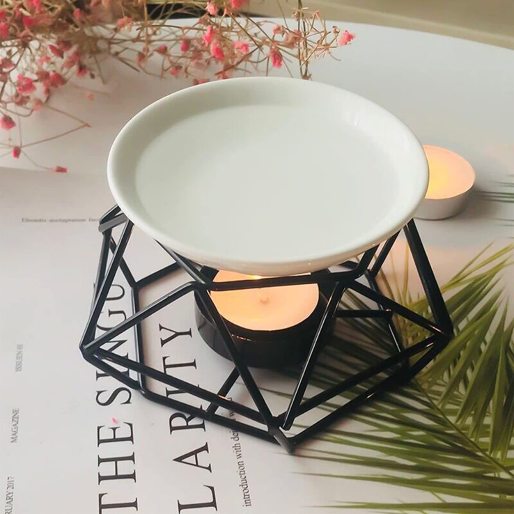 CLKONKA Replacement Wax Warmer Dish - Durable Ceramic Bowl for Wax Melts - Fits Most Wax Warmers - Round Shape(4 in)
