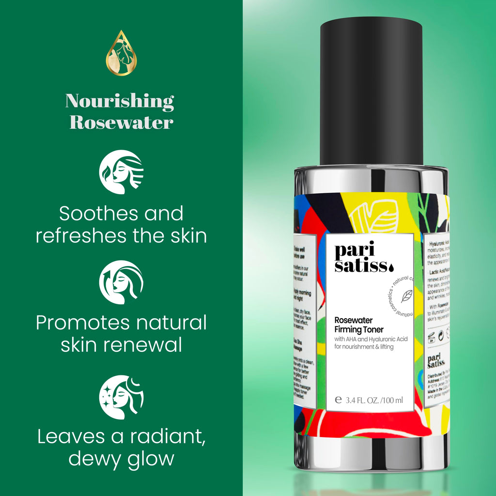 Hydrating Toner for Face with Rose Water, Hyaluronic Acid & Glycerin – Moisturizing Facial Toner for Dry & Sensitive Skin, Gentle Daily Skin Care, Glow Boosting Toner, 3.4 oz