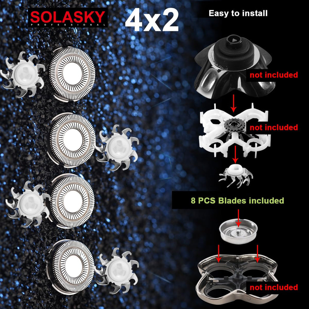 SOLASKY Double-Ring 8pcs Shaver Razor Blade for Pitbull Skull Shaver Replacement head shaver Heads Blades (8 PCS)