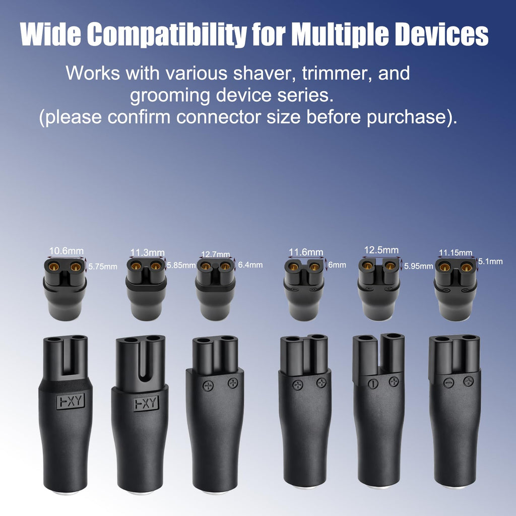 8-in-1 USB 5V Charger Adapter Kit,Compatible with Electric Hair Clippers, Beard Trimmers Charger, Shavers, Beauty Instruments. Includes 6 Adapter Tips, 1 DC5521 Cable, 1 USB Plug