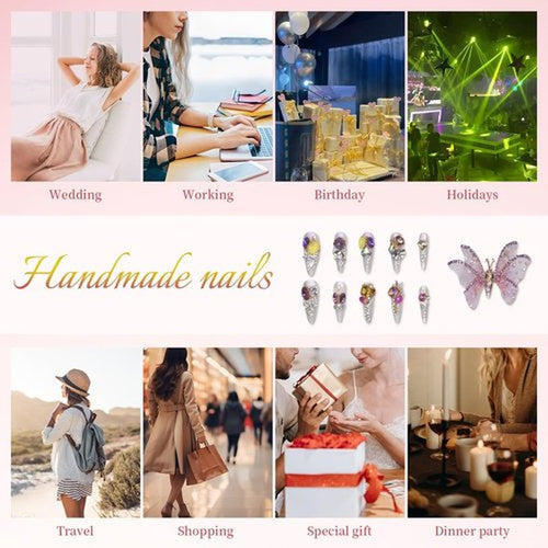 2Packs (20Pcs) Handmade Nails Mystery Box Random Press on Nails 40mm Long Manicure Charms Nails Art Nail Kit for Women Party Holiday Photo Wedding Size M