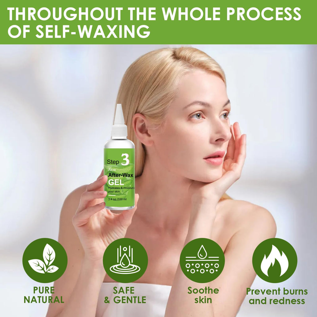 Pre Wax Spray and After Wax Spray, Triple-bottle Skin Care Set with Pre-wax Cleanser, Wax Remover Oil and Skin Soother Organic Aloe Vera Gel for Sensitive Skin - 100ML