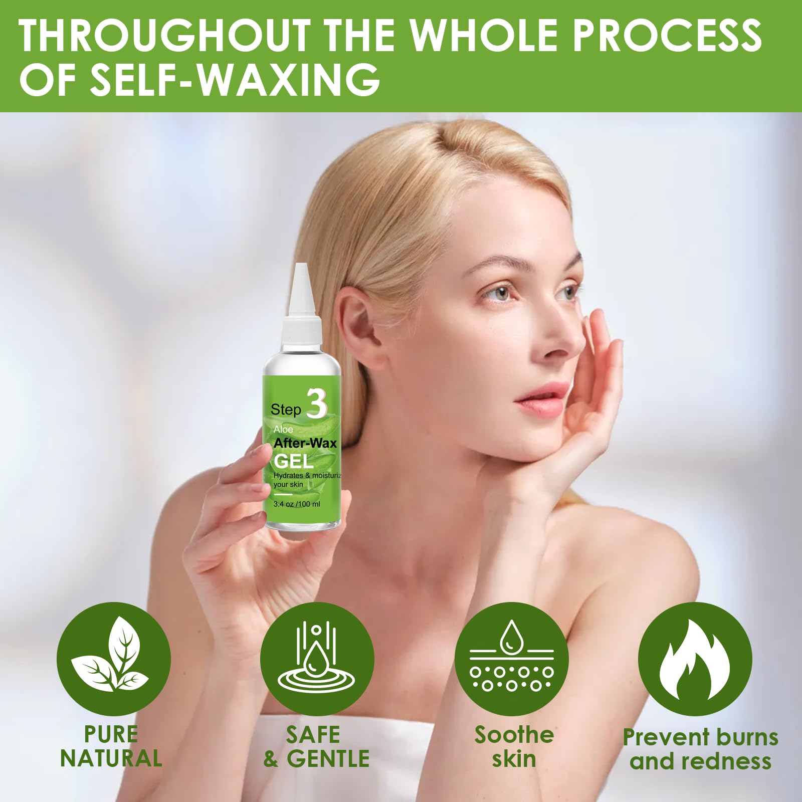 Pre Wax Spray and After Wax Spray, Triple-bottle Skin Care Set with Pre-wax Cleanser, Wax Remover Oil and Skin Soother Organic Aloe Vera Gel for Sensitive Skin - 100ML