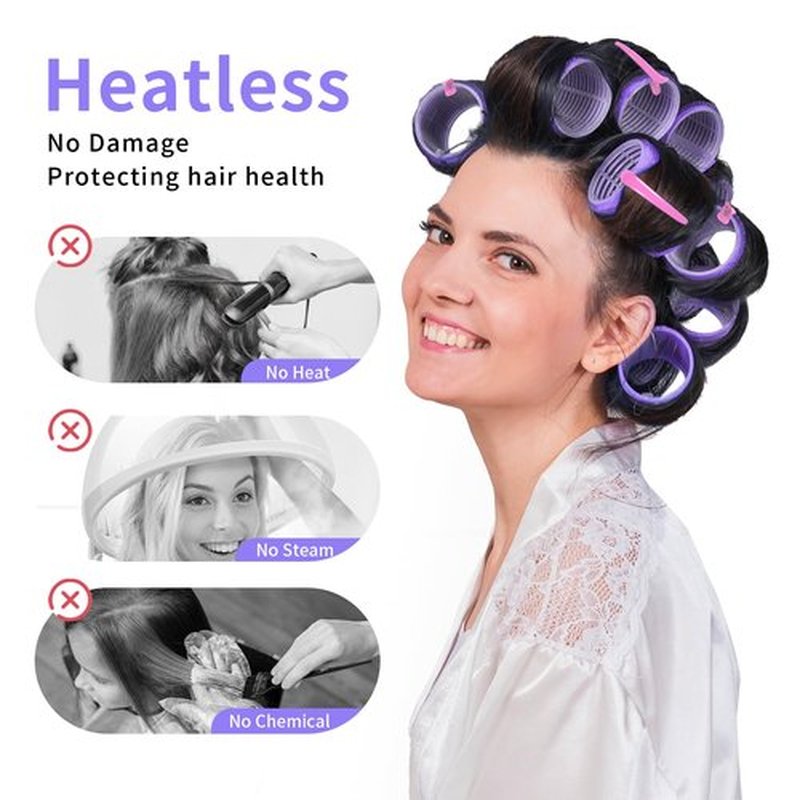 my novel things Hair Rollers Large Small 50PCS Set, 36PC Large Medium Hair Rollers for Volume Curlers with 12PC Clips 1 Tail Comb 1 Folding Comb for Short Medium Blowout Look Long Hair Gift for Women