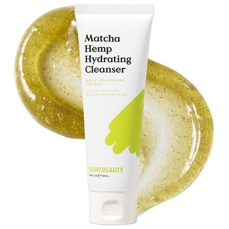 KraveBeauty Hydrating Cleanser - Gentle Matcha & Hemp Formula for Dry/Sensitive Skin | 120ml