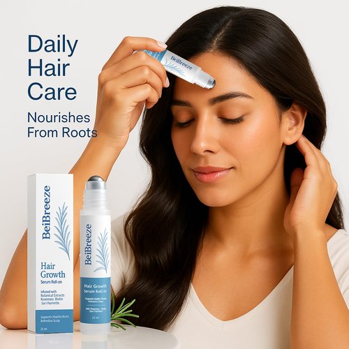 BeiBreeze Rosemary Hair Growth Serum Roll On 25ml – Infused with Rosemary, Biotin & Saw Palmetto | Fast-Absorbing Scalp Serum for Thicker, Fuller Hair | Non-Greasy, For Men & Women