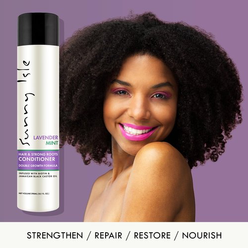 Sunny Isle Lavender Mint Hair and Strong Roots Conditioner 10.1oz | Strengthening with Biotin, Jamaican Black Castor Oil | Paraben & Sulfate Free | Double Growth Formula