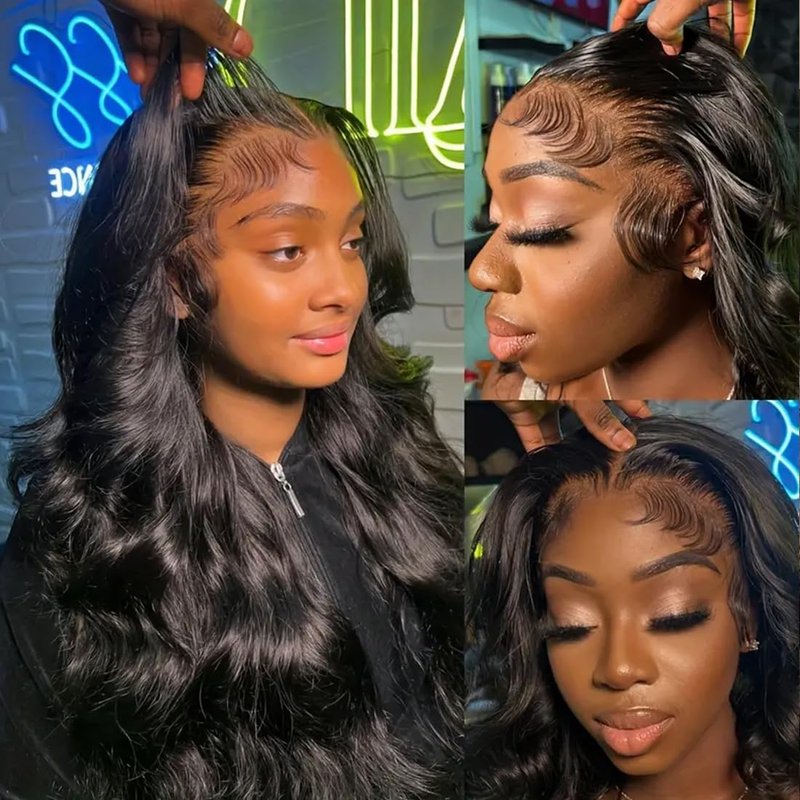 URUNIK HD Transparent Body Wave Lace Front Wigs Human Hair Pre Plucked Pre Cut 22 Inch Glueless Body Wave Human Hair Wig 250 Density 13x4 Lace Frontal Wigs For Black Women