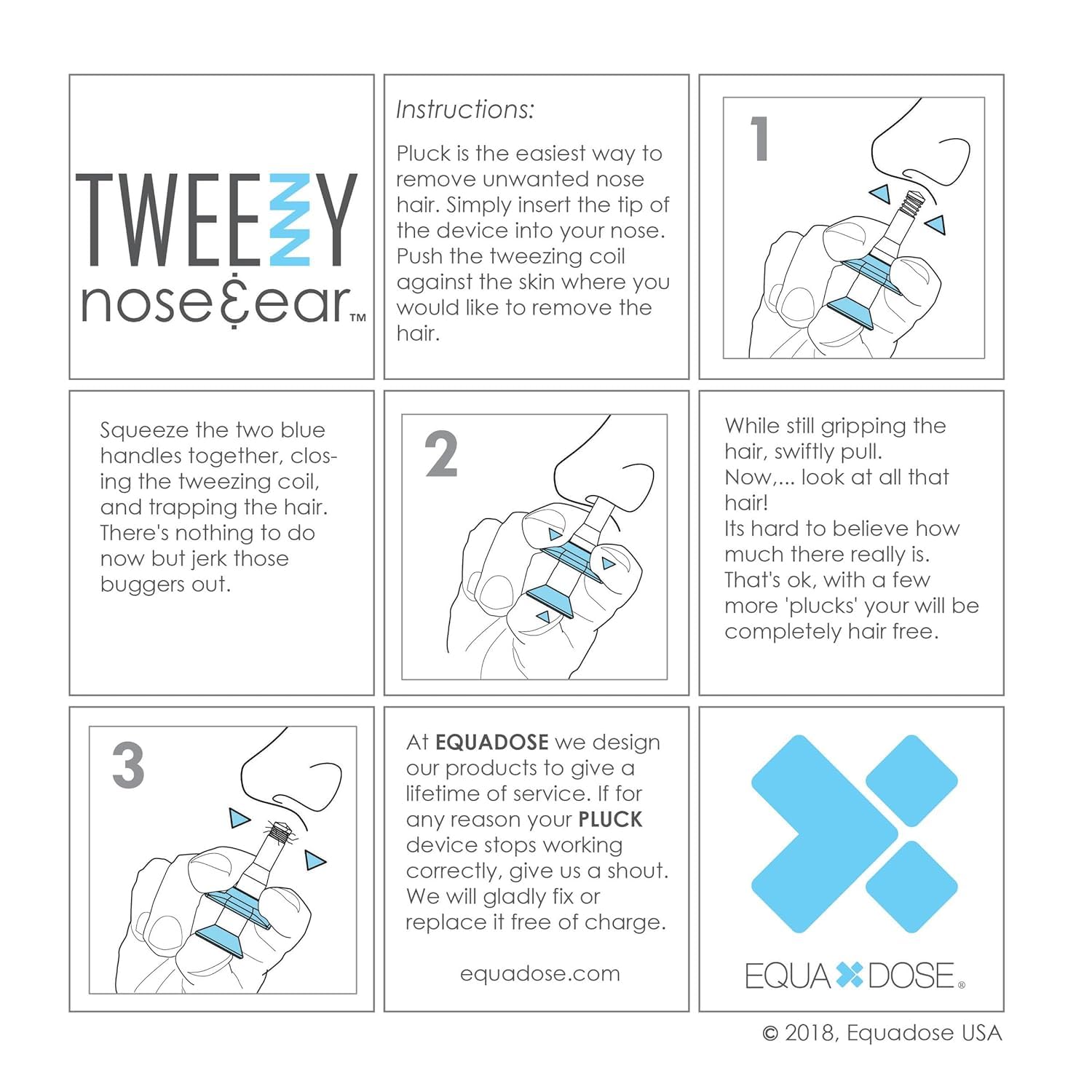 EQUADOSE Tweezy Nose & Ear Hair Remover for Men & Women, Precision Grooming Tool for Pain-Free Hair Removal, Alternative to Trimmers and Waxing Kits, Formerly Pluck, Easy and Effective Solution