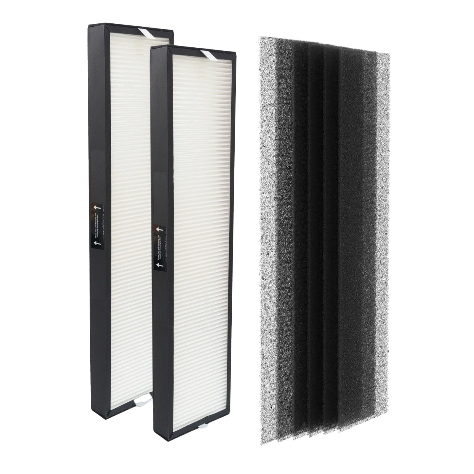 PUREBURG 182550 Replacement Filter Compatible with Bionair BAP536UV-U Air Purifier, 2-Pack H13 HEPA Activated Carbon Pre-Filters For Air Clean Dust VOCs Odor