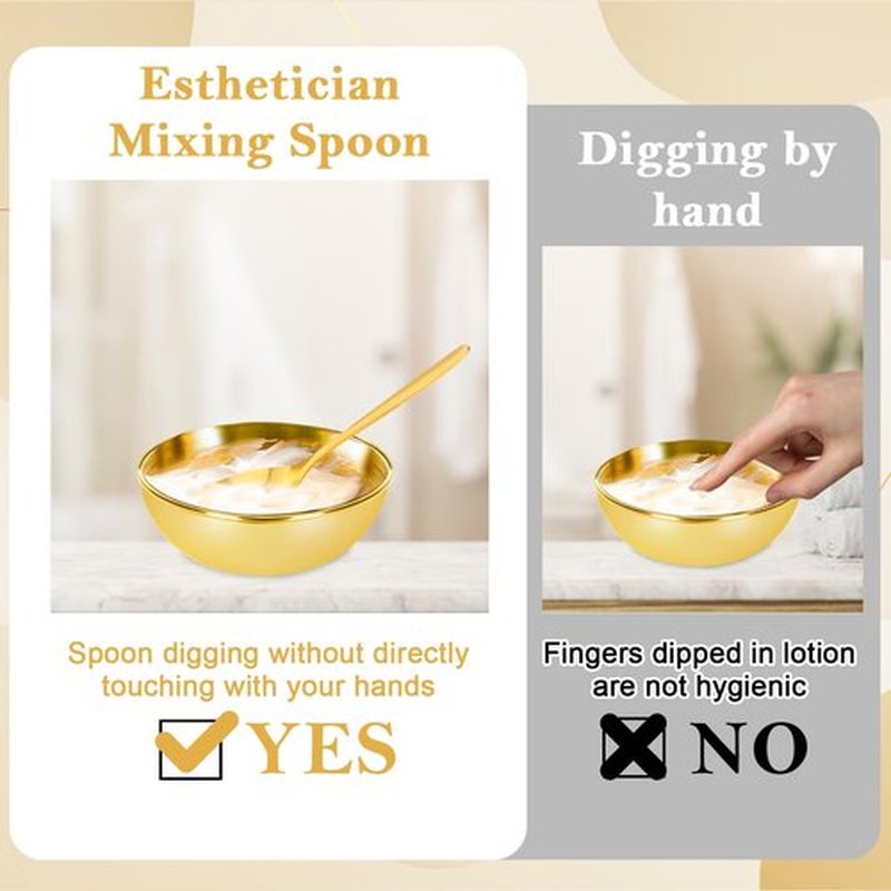 9 Pcs Gold Facial Supplies Large Gold Skincare Tray 4 Stainless Steel Facial Mask Mixing Bowls 4 Esthetician Mixing Spoons Spa Tray Esthetician Bowls for Mask Body Care Bathroom