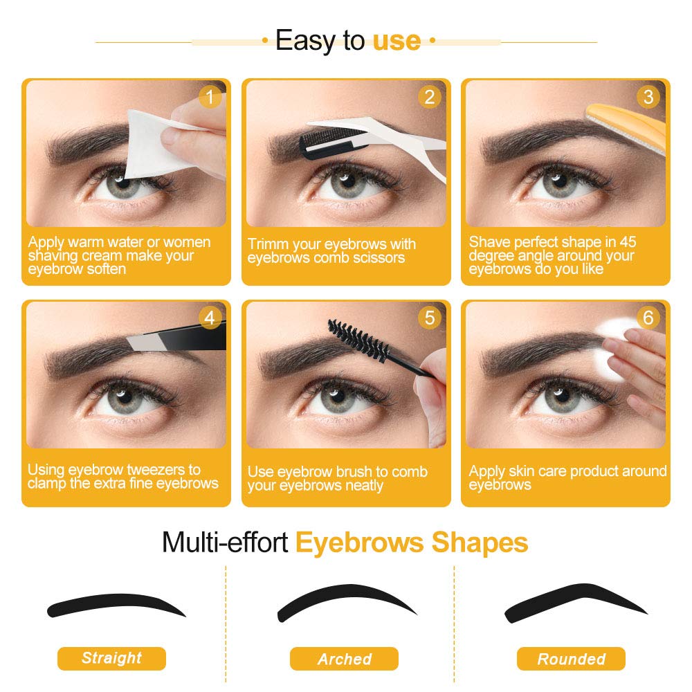14 in 1 Eyebrow Razor Kit, Professional Dermaplane Face Razor for Women, Eyebrow Trimmer for Hair & Peach Fuzz Remover, Face Shavers for Women with Tweezers/Scissors/Clipper/Spoolie Brush