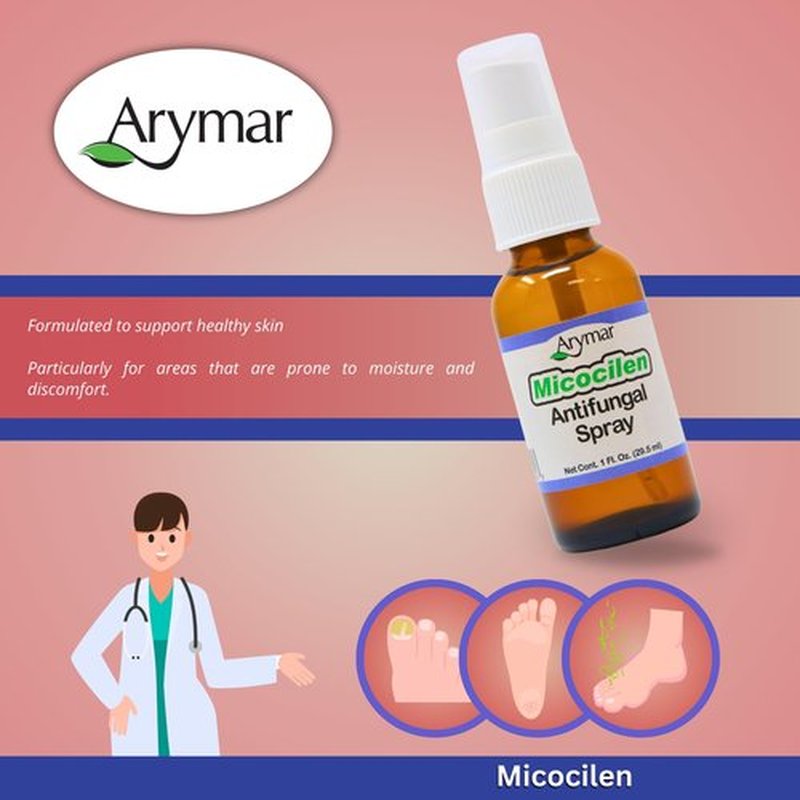 Arymar Micocilen Antifungal Spray (1 oz) - Easy-to-Use Formula with Spray Applicator for Foot & Skin Care