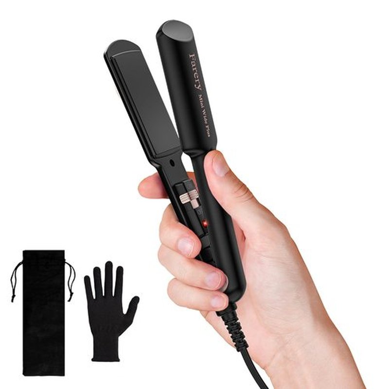 FARERY Portable Hair Straightener - 1.5 Inch Mini Flat Iron with Argan Oil & Keratin Infusion | Travel-Friendly Design