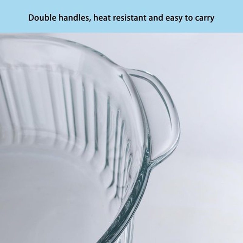 Skiennix Casserole Dish With Lid - 3qt Clear Oval Glass Baking Dish for Cooking & Serving