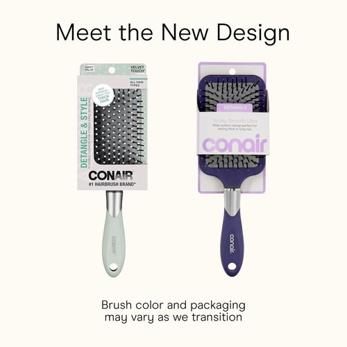 Conair Totally Smooth Ultra Paddle Brush - Wide Detangling Hair Brush for Thick Hair, Flexible Cushion Base